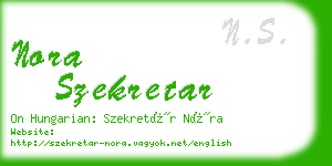 nora szekretar business card